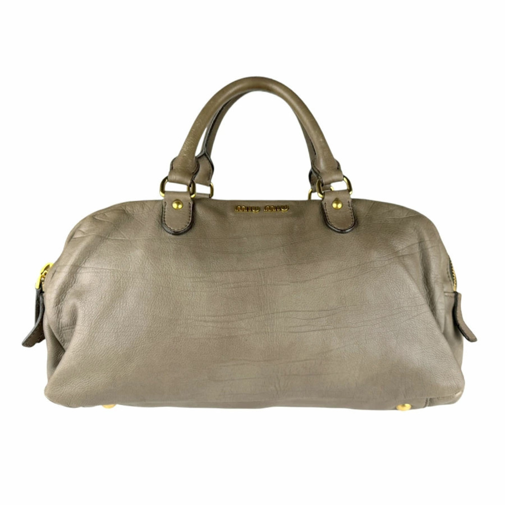 Miu MIu 2way Shoulder Bag leather gray brown gold